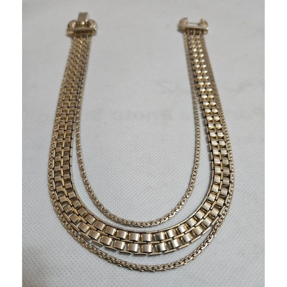 Gold Tone Multi Strand‎ Chain Bracelet Statement Jewelry Fashion Accessory